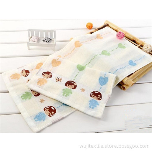 SGS Cotton Lovely Designed Green Face Towel for Kids (WJ-CH1554)